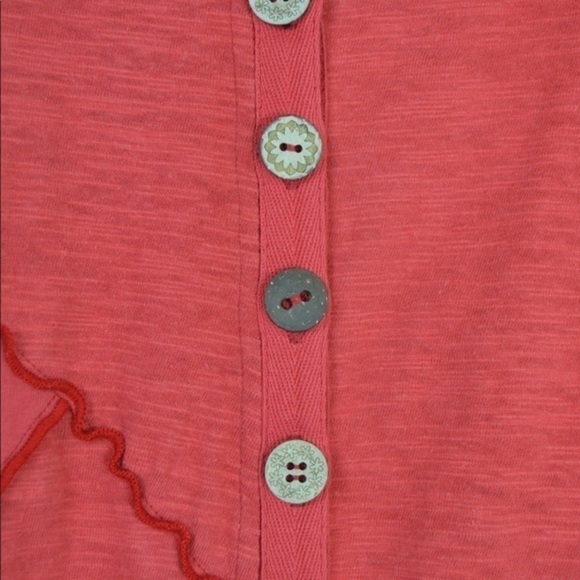 Neon Buddha V Neck Button Down Sleeveless Tank Top Coral Color, Size X-Small - Picture 3 of 7